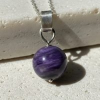 1 Dije Charoita Con Plata925 Rusa Chakras Reiki Yoga Amuleto