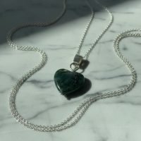 Dije Corazón Agata Musgosa Piedra Natural Con Plata 925