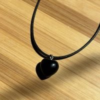 Dije Corazon Agata Negra 1.5cm Pulida Piedra 100% Natural