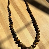1 Collar Ojo De Tigre Piedra Esferas Natural Amuleto Ujm
