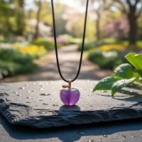 Dije Cuarzo Amatista Forma De Manzana Piedra Natural Reiki