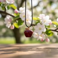 Dije Jaspe Rojo Forma De Manzana Piedra Natural Reiki